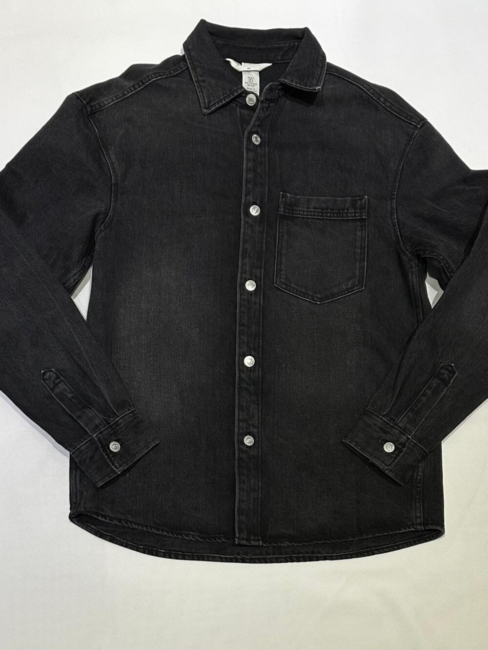 H&M Men's Washed Black Denim Button-Down Shirt